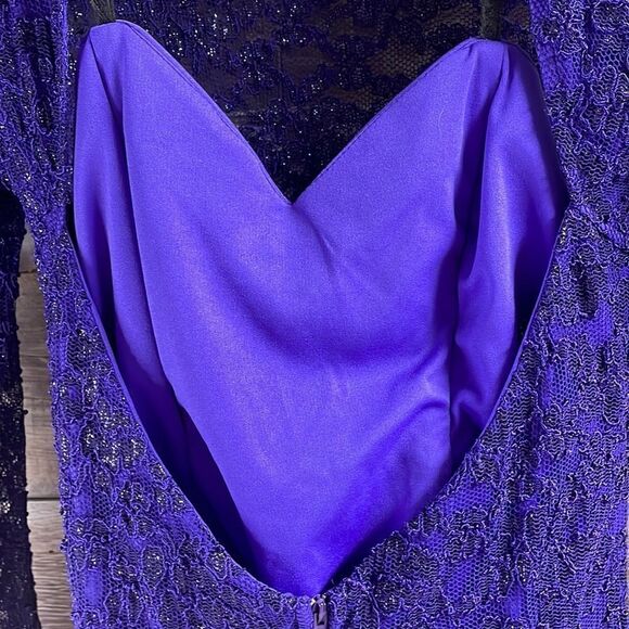 Betsy & Adam Purple Lace Pencil Style Cocktail Dress, Size 9-10, Vintage 80’s - Picture 8 of 10